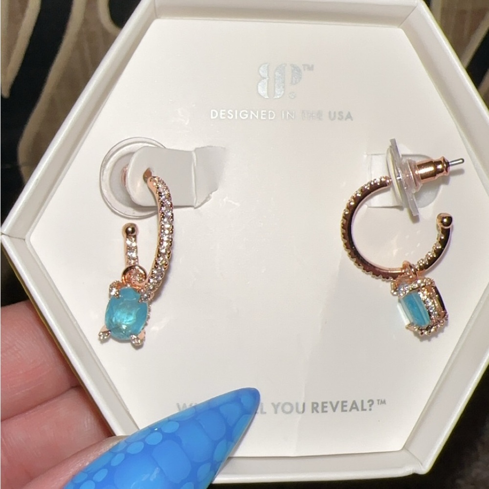 Bomb Party Elegant Gold and Blue Earrings